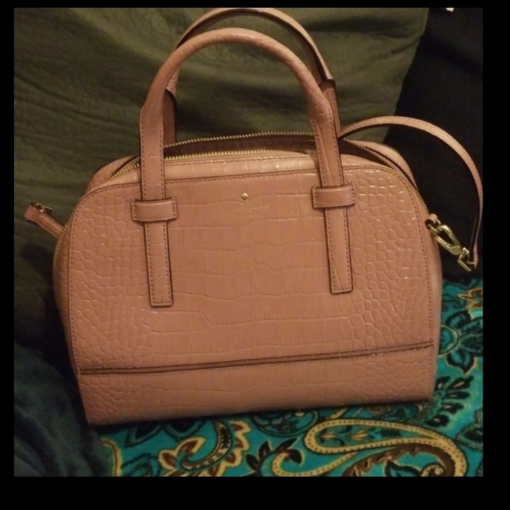 Kate Spade Blush Crocodile-Embossed Satchel
